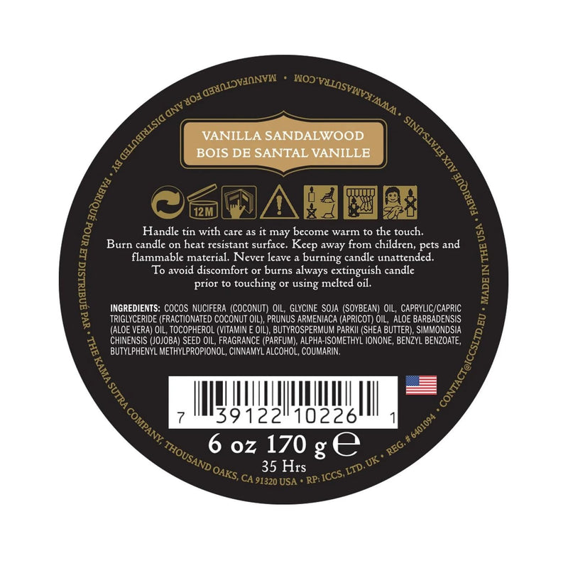 [Australia] - KAMA SUTRA Ignite Massage Candle - Coconut Oil and Soy Based - Vanilla Sandalwood, 6 oz/170 Melts into Warm Massage Oil - Sensual Massage Candle, Pour Spout Massage Candle 
