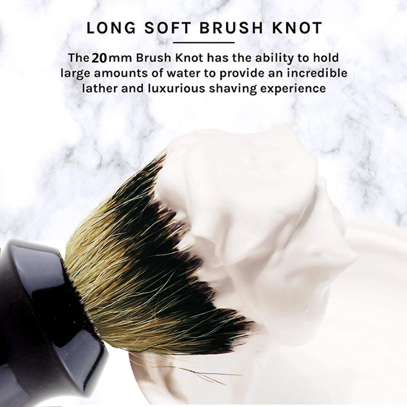 [Australia] - Frank FS shaving Brushes, 2-Band Manchurian Finest Badger Shaving Brush with Black Resin Handle for Personal and Professional Shaving,Birthday Gift (Fan Shape Knot:20 mm) 