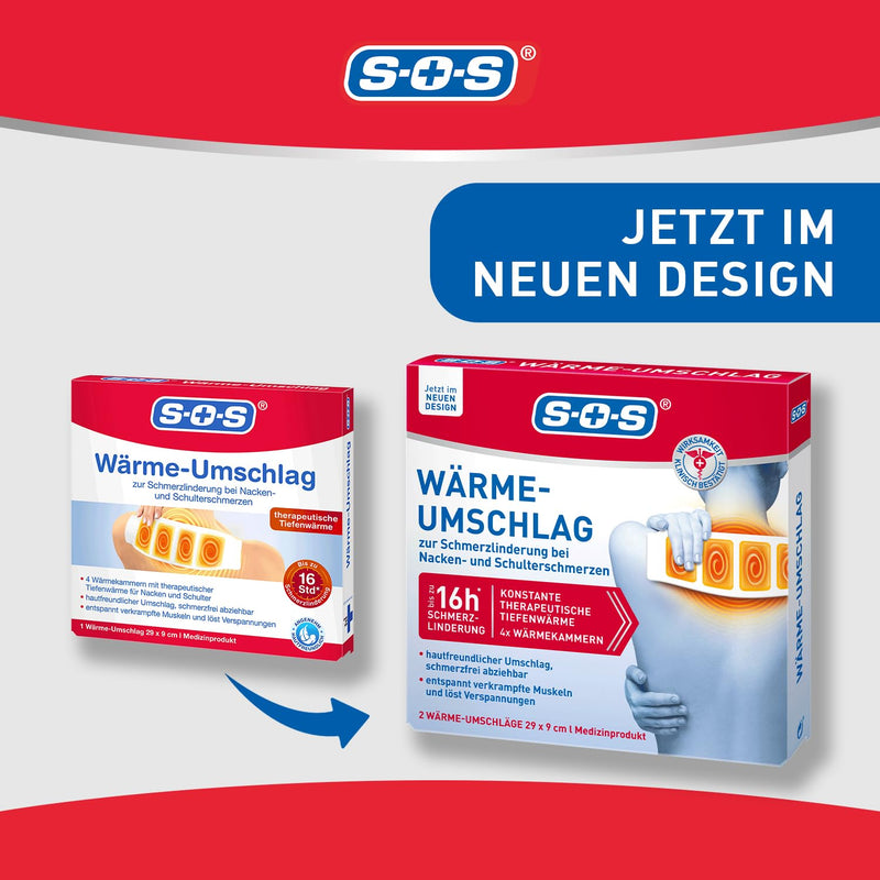 [Australia] - SOS heat compress (6x2 compresses) - pain relief for muscle and joint pain, neck and shoulder pain - relieves tension - up to 8 hours of heat 6x compresses 
