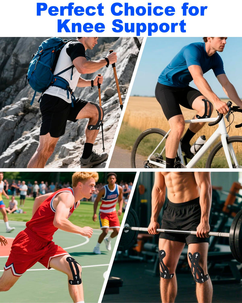 12 Pcs Cross Kinesiology Tape for Knee, Christian Athletic Tapes Religious Sport Bunion Tape Cross Black precut Kinesiology Tape for Knees Support & Stability Sports Gymnastics Tennis Breathable