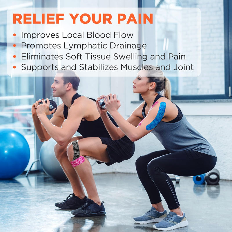 [Australia] - OK TAPE PRO Original Kinesiology Tape Pre-Cut Strips, Latex Free Elastic Athletic Tape Roll, 2in√ó16ft 2Rolls,Beige+Beige 2 Rolls Beige+beige 