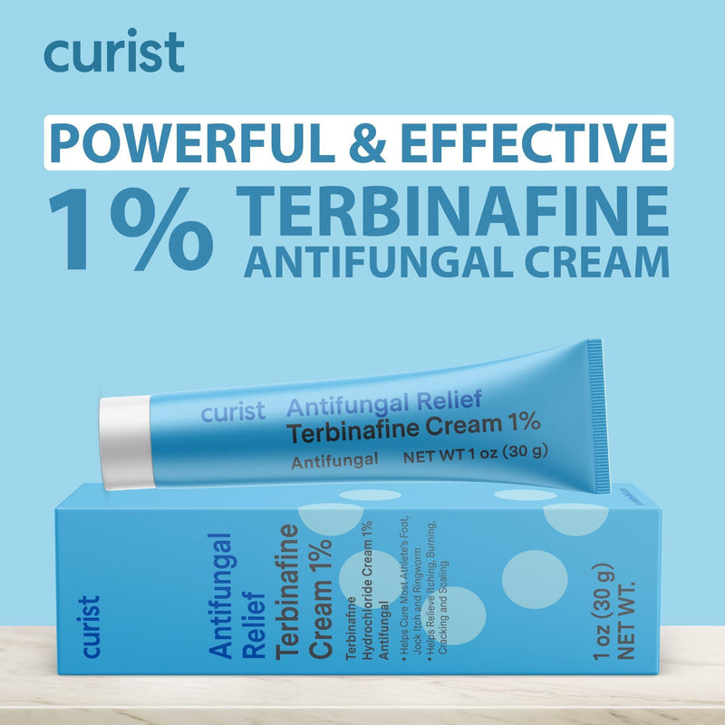 Curist Terbinafine Cream Antifungal 1oz (30g) Foot Fungus Treatment 1% - Anti Fungal Foot Care, Ring Worm, & Jock Itch Treatment - Athlete's Foot Cream Terbinafine Hydrochloride