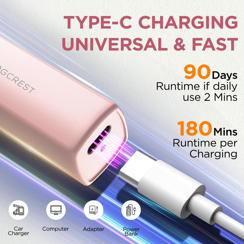 Rechargeable Facial Hair Remover for Women: 2 in 1 Electric Eyebrow and Facial Hair Remover - Suitable for Middle-aged Women’s Eyebrow, Chin, and Cheek Trimming - with Built-in LED Light(Pink) Pink