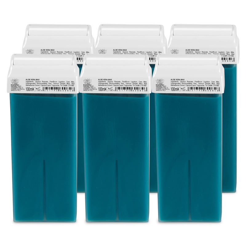 [Australia] - Kosmetex Aloe Vera Wax Cartridges Hair Removal, Roll On Wax Roller, Warm Wax Cartridges, 6x 100ml 100ml (Pack of 6) 