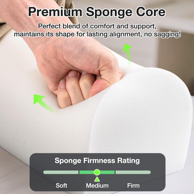[Australia] - Noverlife 3/4 Round Massage Table Bolster Pillow with Strap Handle, 26 x 6 x 6 in PU Leather Massage Bolster for Under Legs, Cozy Positioning Support Pad for Knee Neck Back Pain Relief - Black 