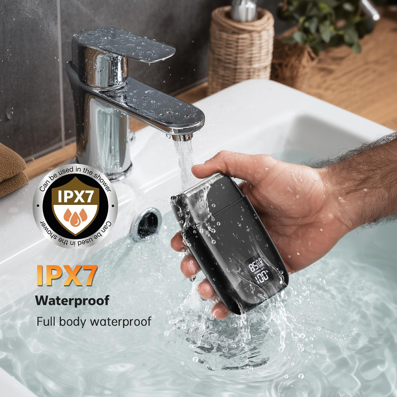[Australia] - Foil Shavers for Men, Electric Razors for Close Shaving Face with High Speed 3 Floating Blade Heads, USB C Fast Rechargeable Foil Shaver IPX7 Waterproof Wet Dry Travel Locked/Led Display 