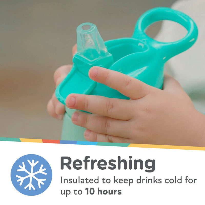[Australia] - Nuby Thirsty Kids No Spill Flip-It Reflex Stainless Steel Travel Cup or Water Bottle - 10 Oz - 18+ Months - Blue 