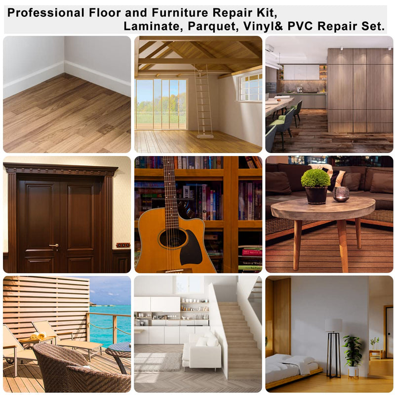 [Australia] - Floor Repair Kit with Heat Pen, Wood Laminate Vinyl Furniture Hardwood Linoleum Lvp Repair Wax Kit Touch Up Marker Cover Scratches, Stains, Cracks, Holes for Floor, Door, Cabinet, Table, Stairs etc. 