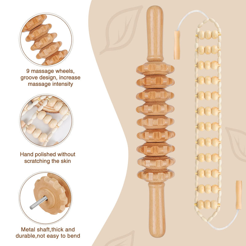 [Australia] - 4 in 1 Wood Therapy Massage Tools Lymphatic Drainage Massager Kit - Maderoterapia Kit - for Gua Sha Massage, Anti Cellulite, Body Sculpting, Get Rid of Cellulite 