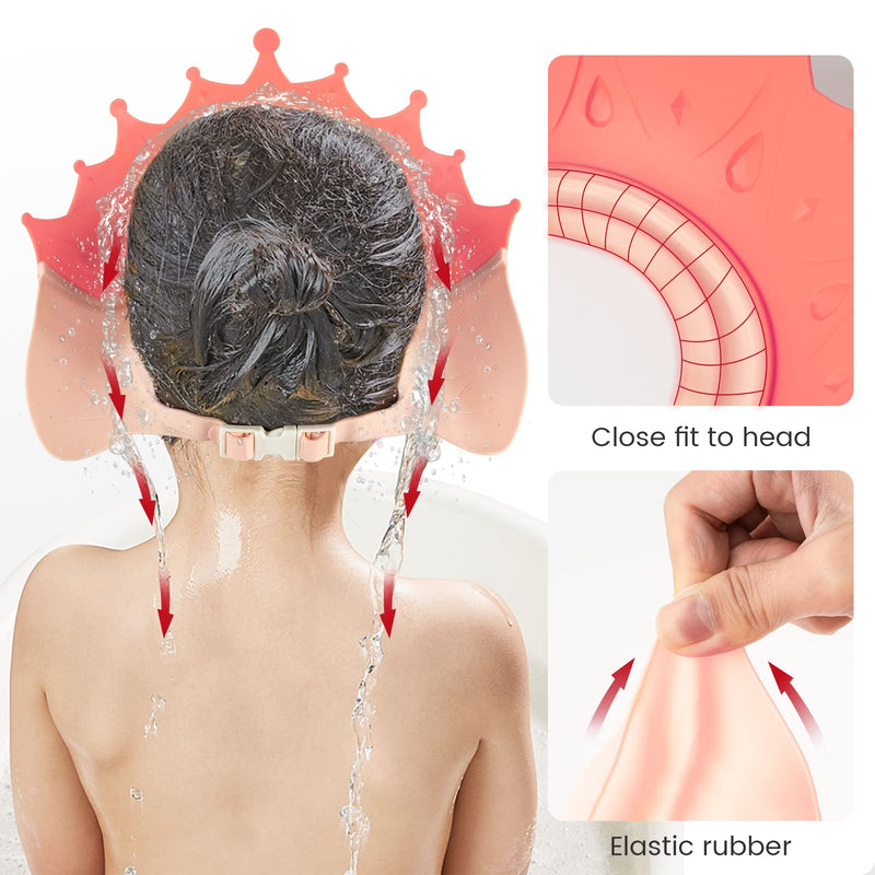[Australia] - FUNUPUP Baby Shower Cap for Kids, Adjustable Toddler Hair Washing Shield Bathing Cap Baby Shower Visor Shampoo Cap (Crown, Pink) Crown 
