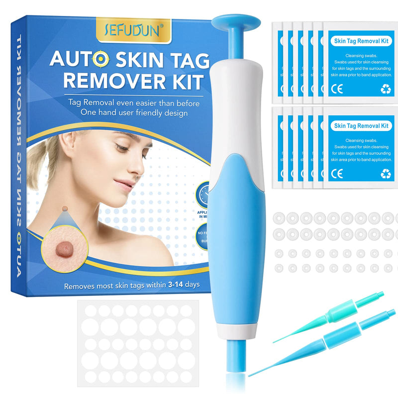 [Australia] - Skin tag remover, auto skin tag remover kit, 2-in-1 stalk wart removal quick kit, safe and pain-free, 2-8 mm bands with 40 tag bands & 36 skin tag removal patches 87-piece set 