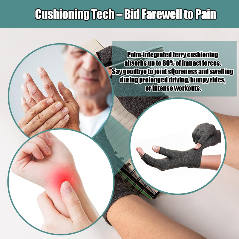 [Australia] - Bamboo Compression Arthritis Gloves for Men & Women - Fingerless Carpal Tunnel Wrist Hand Brace Gloves for Arthritis Pain Medium Black 