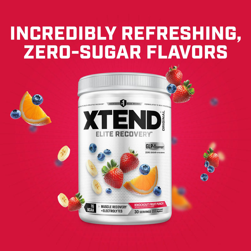 Xtend Original BCAA Powder with Zero Sugar, 7g BCAA, 30 Servings Knockout Fruit Punch 13.2 Ounce (Pack of 1)