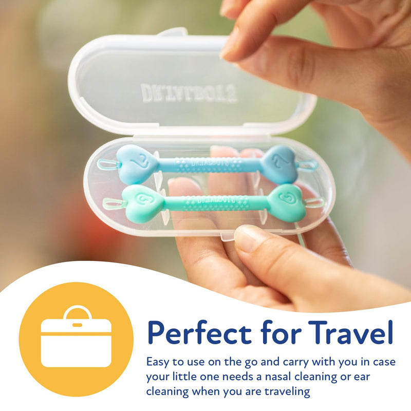 [Australia] - Dr. Talbot's Safe Ear Wax Removal Tool and Nose Cleaner for Baby with Travel Case, 2-Pack, Boy Blue and Green 