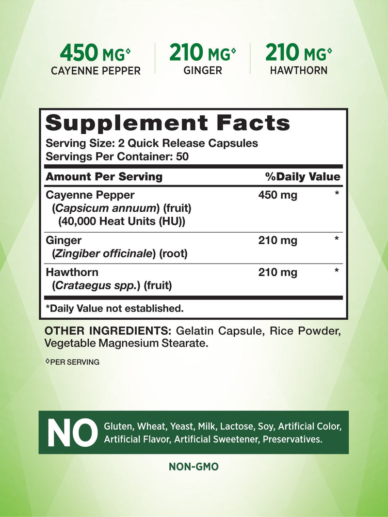 [Australia] - Nature's Truth Cayenne Pepper Capsules | 40,000 HU | 100 Count | with Ginger Root | Non-GMO & Gluten Free Supplement 