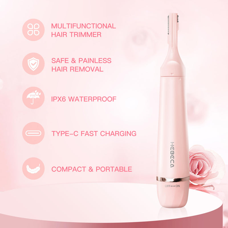 Nose Hair Trimmer for Women, 3in1 Electric Eyebrow Trimmer Waterproof Facial Hair Removal Rechargeable Hair Shaver Razor for Nose Ear Eyebrow Peach-Fuzz Lips Chin FT3001 Pink