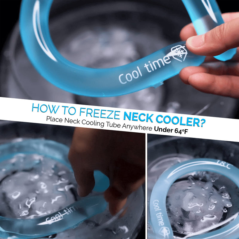 [Australia] - Neck Cooling Tube | Wearable Cooling Neck Wraps for Summer Heat I Hands Free Cold Pack | Reusable Neck Cooler (Blue) Blue 