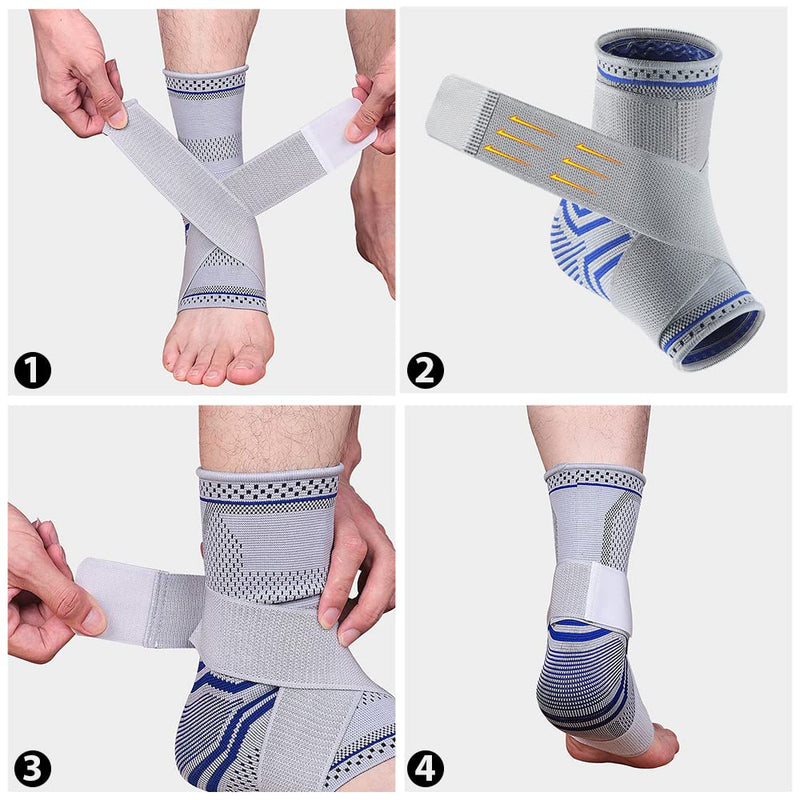 [Australia] - MILAIUN Ankle Brace, 1 Pair Ankle Brace with Velcro Fastener for Women Men, Foot Brace Ankle Support for Sports Protect, Arthritis, Plantar Fasciitis (M, Blue) M 