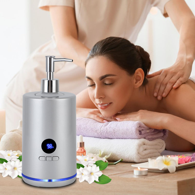 [Australia] - Massage Oil Warmer with 2 Bottles, Professional Electric Lotion Warmer Bottle, Digital Display, Rapid Heating, Automatic Massage Oil Heater for Salon Spa Massage (Silver) Silver 
