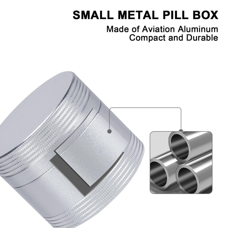 Small Pill Box for Purse Pocket - Metal Pill Case Daily Portable Waterproof Pill Container Medicine Organizer for Pills/Vitamin/Fish Oil/Supplements, Pill Box Small Size