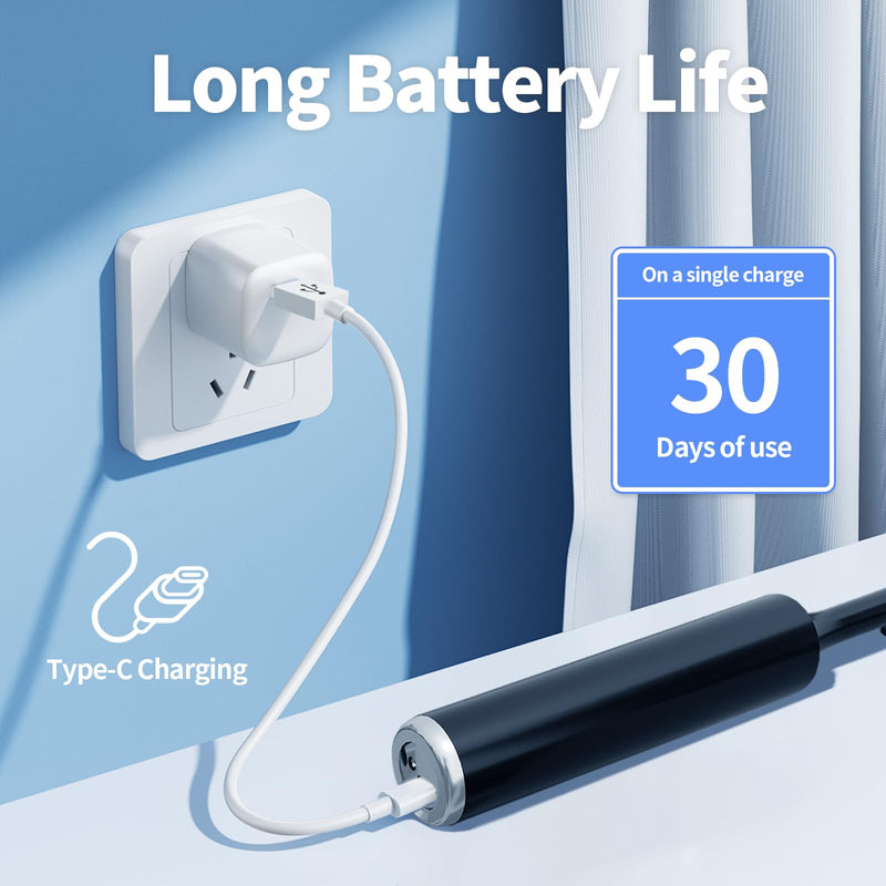 Electric Tooth Polisher,Tooth Polishing Kit for Cleaning and Polishing, Dentist Grade Tooth Polisher with LED Light, Rechargeable Teeth Polisher with 5 Brush Heads, 4 Speed Modes,IPX6 Waterproof