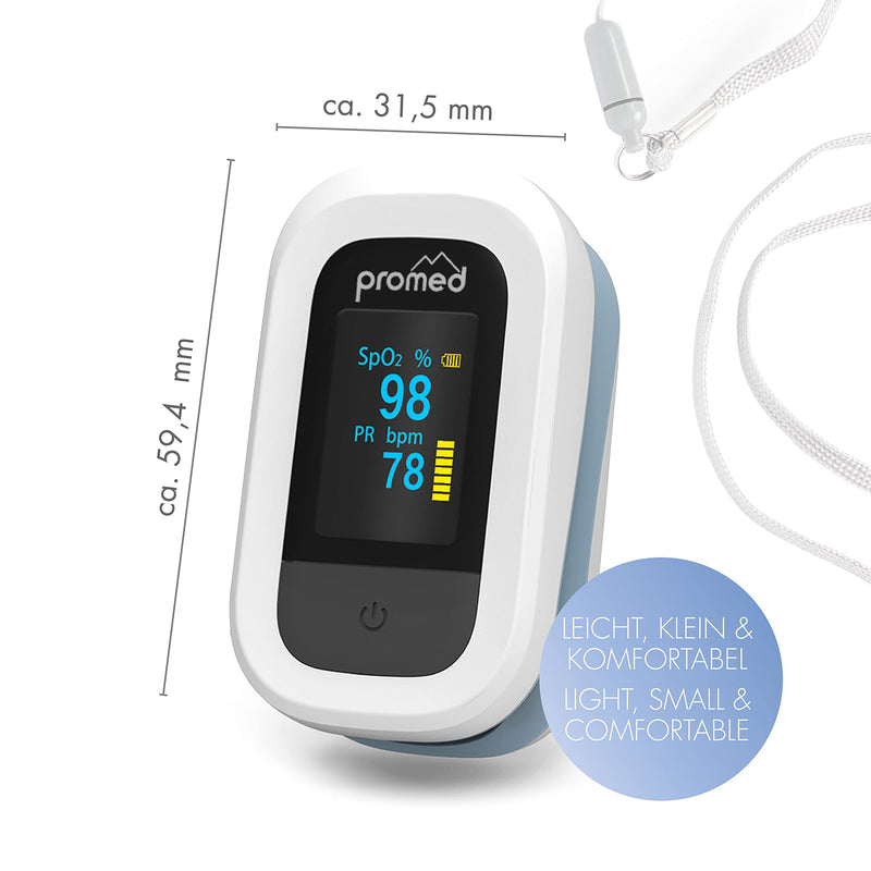 [Australia] - Promed pulse oximeter PM-200 Pro, simple measurement of heart rate and oxygen saturation in the blood, finger pulse oximeter with OLED display and automatic switch-off 