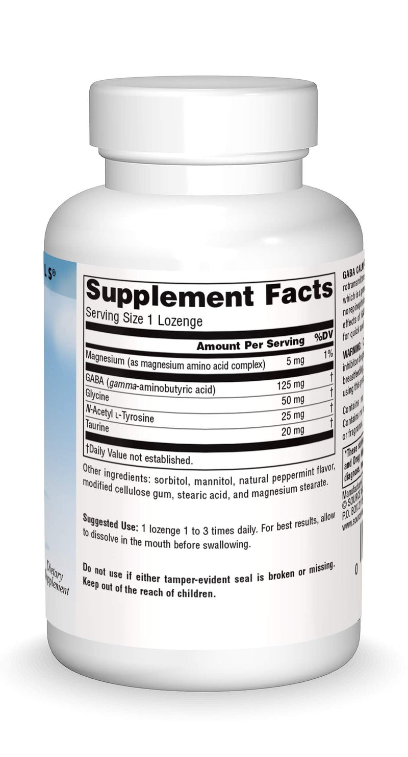 Source Naturals Serene Science, GABA Calm Mind - 60 Lozenges | Quick Dissolving Peppermint Flavor Lozenges | Supports Calm Mood 1 60 Count (Pack of 1)