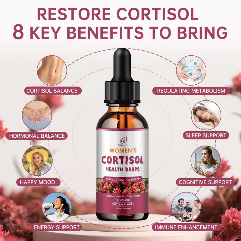 Cortisol Manager Liquid Drops, Cortisol Supplements for Women, with magnesium ashwagandha, rhodiola rosea,l-theanine,Phosphatidylserine-Promote Relaxation and Support Mood- 30 Day Vegan Supply 2 Fl Oz (Pack of 1)