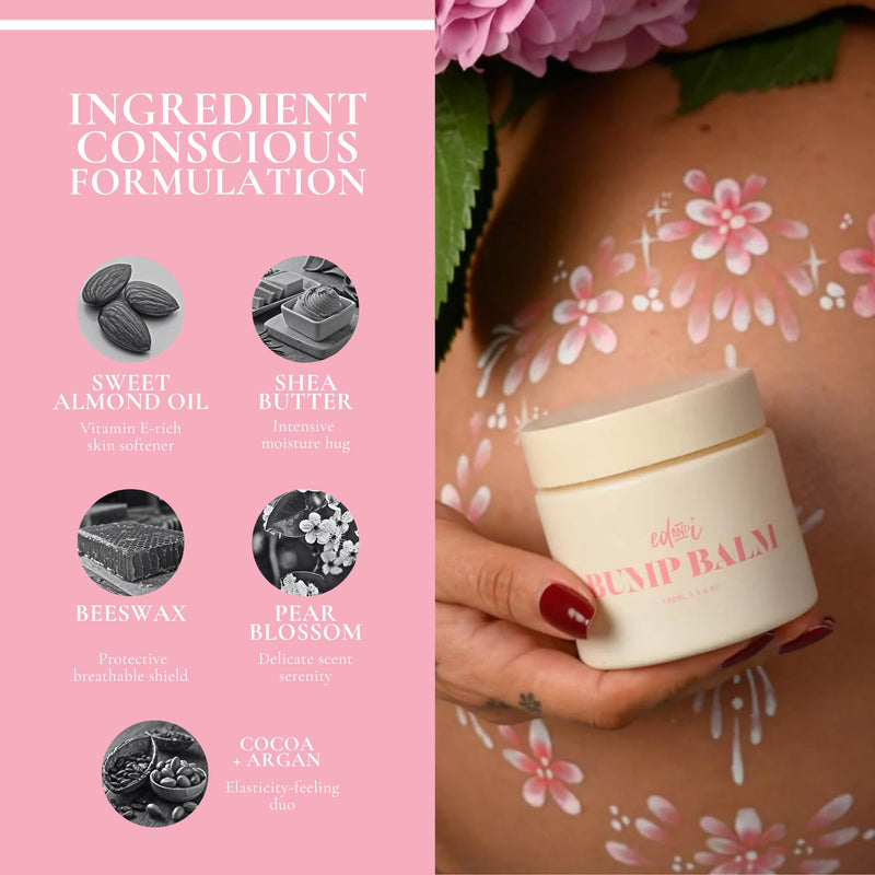 [Australia] - ed&i BUMP BALM for Pregnancy Stretch Mark Prevention, Belly Moisturizer for Pregnant Women With Argan Oil & Shea Butter, Bump Butter for Pregnancy, Maternity Skin Care, Stretch Marks Cream 3.4 oz 
