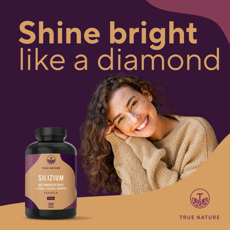 [Australia] - Silicon - 360 capsules for 4 months - Organic silicon 519mg per day - High dosage - Naturally derived from Indian bamboo extract - Hair vitamins - Zinc, selenium & copper - Vegan - TRUE NATURE silicon 