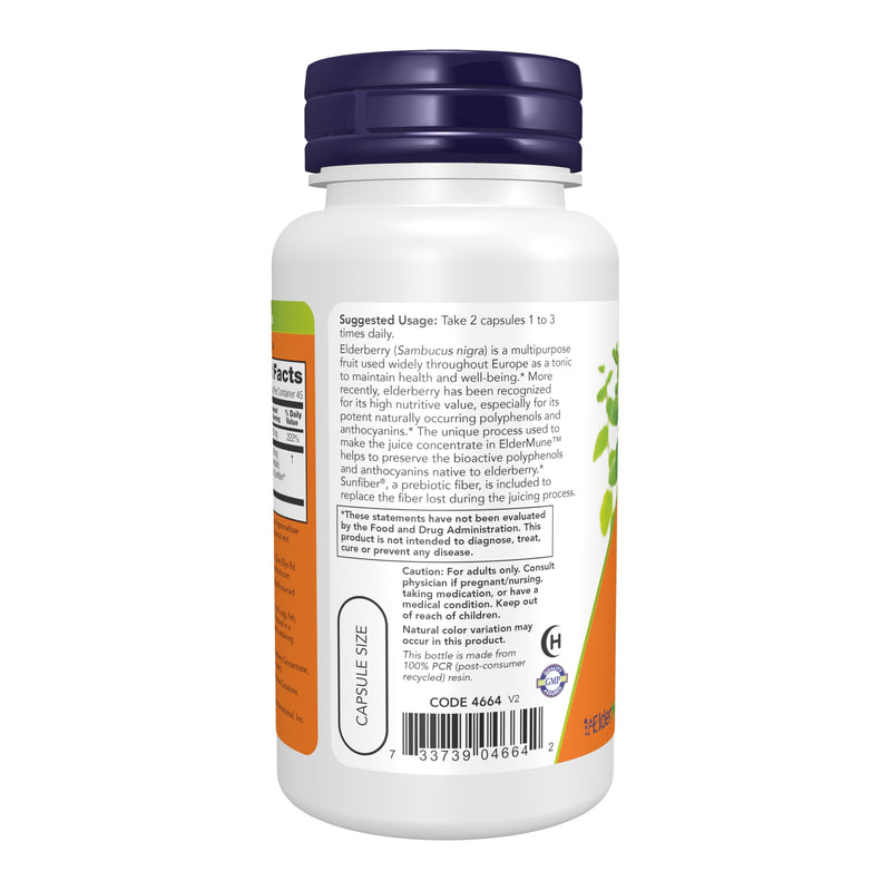 NOW Foods Supplements, ElderMune 65:1 Elderberry Juice Concentrate With Vitamin C, Immune System Support, 90 Veg Capsules 90 Count (Pack of 1)