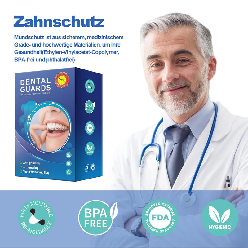 [Australia] - Pack of 4 nighttime grinding splints, 2 sizes, mouldable snoring splint, mouth guard for teeth grinding, anti-snoring, bite splint for the night 