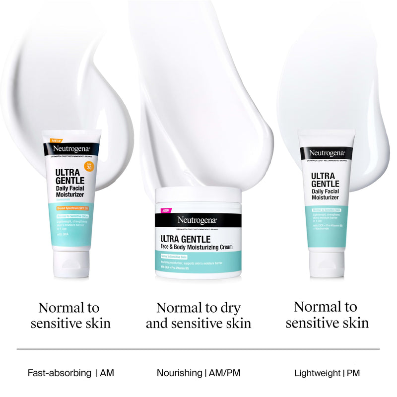 Neutrogena Ultra Gentle Daily Face Moisturizer, Fragrance-Free, 3.4 fl. oz | Suitable for Sensitive Skin, Vitamin B3, Pro-Vitamin B5, Vitamin E, Hydrating Moisturizer 3.4 Fl Oz (Pack of 1)