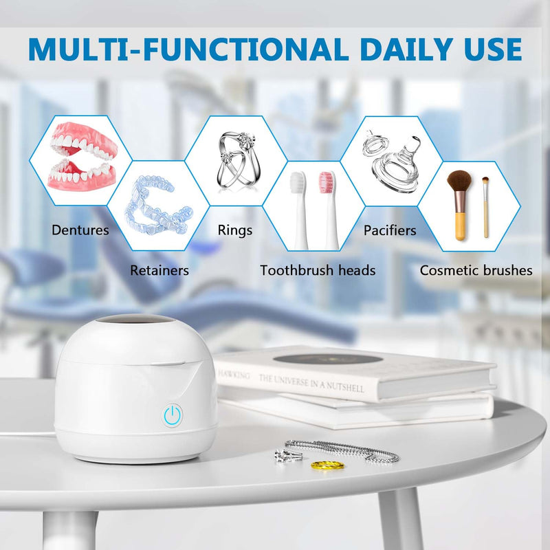 [Australia] - Ultrasonic Retainer Cleaner Machine 45kHz 200ml Portable Ultra Sonic Retainer Cleaner for Dental Retainer Mouth Guards Aligner Night Guard Braces Toothbrush Jewelry 