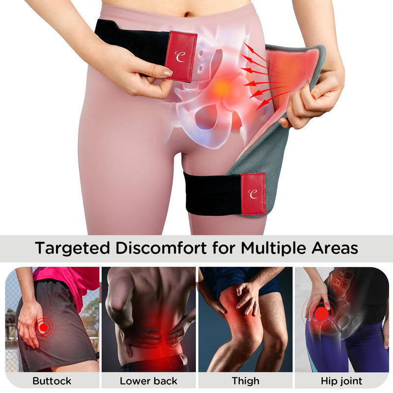 Comfytemp Hip Heating Pad Hip Brace, Electric Heat Pad, FSA Eligible, (S/M) | HSA Approved, Birthday Gifts for Mom Women Dad Men, Heating Pad for Lower Back, Legs, Thigh Buttock, Machine Washable, Grey Gray Medium