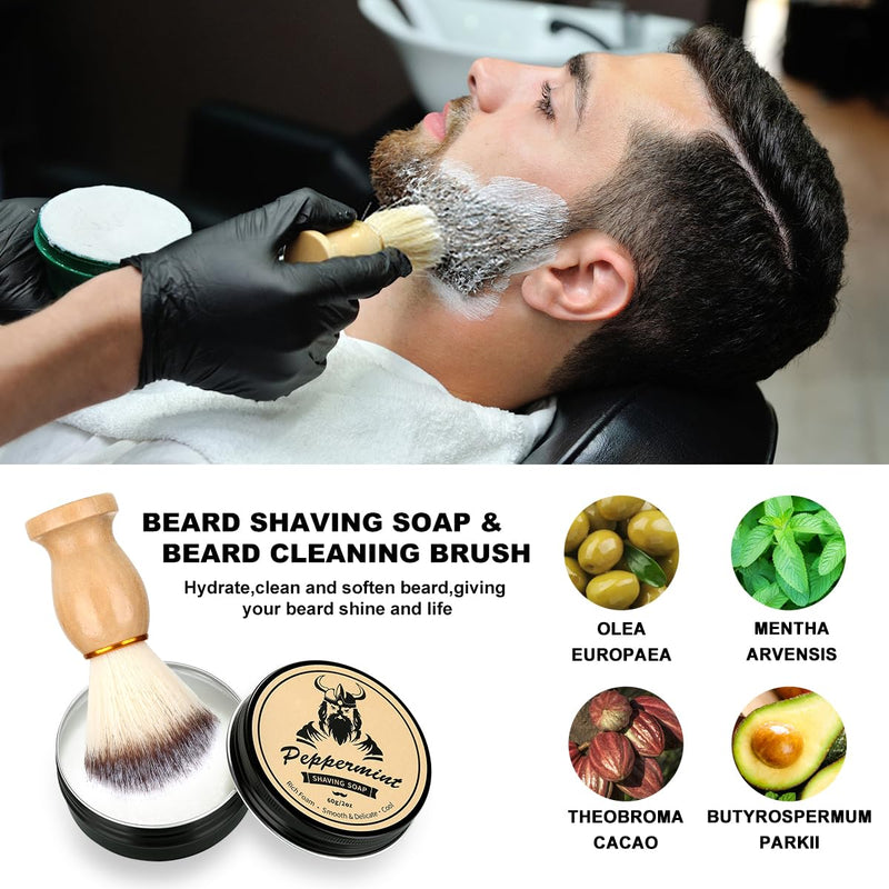 [Australia] - EXREIZST Beard care set for men, beard care set, with 2 beard oil, beard balm, beard comb, beard brush, beard stencils, cups, travel bag, suitable for birthday gifts for men, him, father, husband, brother, friend 