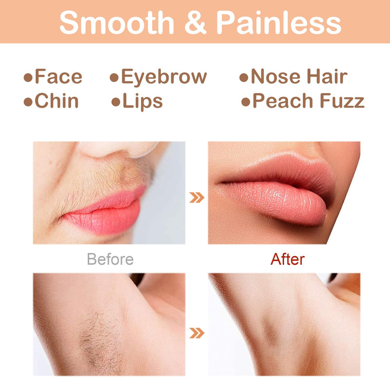 [Australia] - Facial Hair Removal Eyebrow Trimmer - Facial Shaver Device 2 in 1 Remover for Face Peach Fuzz Eyebrow Nose Ear Hair Chin Lips Armpit with LED Light Rechargeable for Women Men Travel Size (White) White 