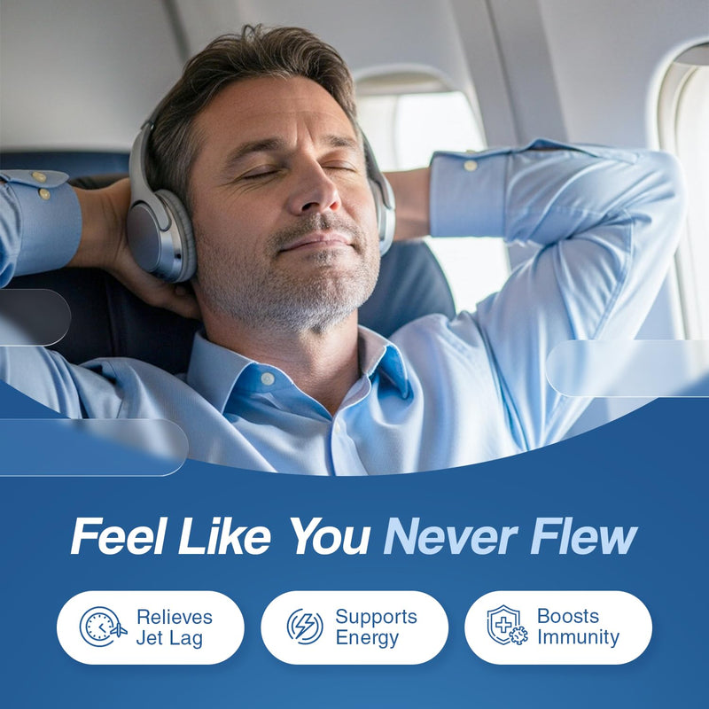 Jetlag Relief Pills, Jet Lag Remedy for Travel, Travel Supplement for Energy, Immune, Digestion Support - Long Flight Essentials | Made in USA, No Caffeine & Melatonin - 5 Flights Kit 5 Flights Kit - 10 Pack