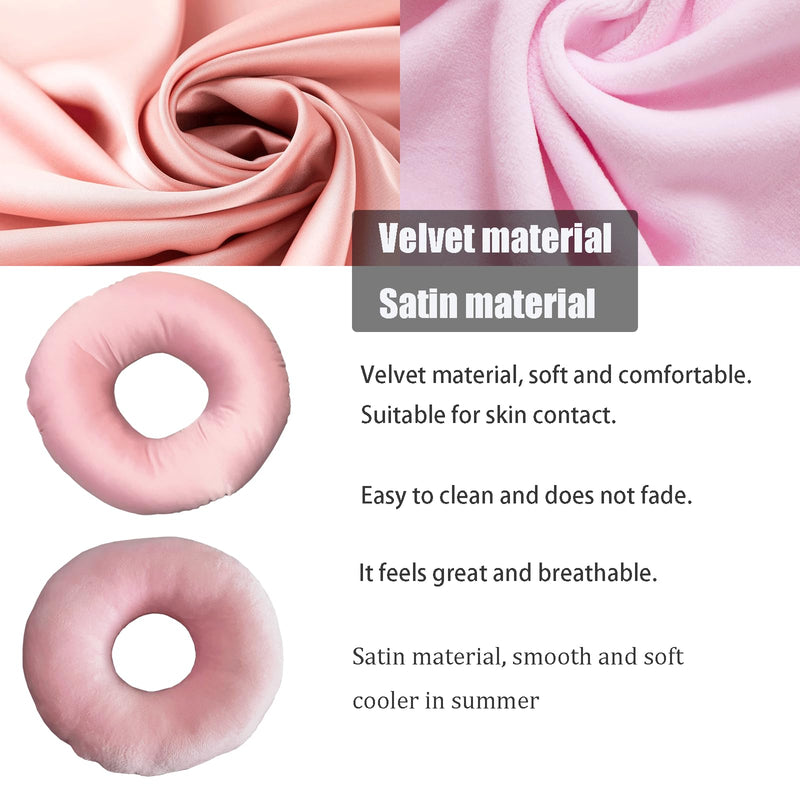 Ear Piercing Pillow for Side Sleepers，Donut Pillow with Ear Hole Ear Covers for Sleeping ，Pillow with arm Hole，Ear Guard Pillow for Ear Pain Ear Pressure (Pink- Silky Satin) Pink- Silky Satin