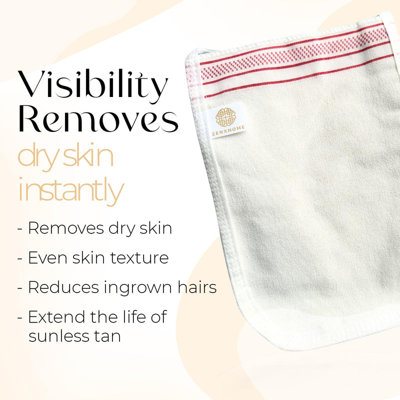 [Australia] - Turkish High Quality Kelebek ZenXhome Peeling Gloves Hamam Kese Body Exfoliating Peeling Sauna Glove Spa Cellilute Remover Mitt Skin Care (White, Medium Soft Scrub) White 1 Piece (Pack of 1) 