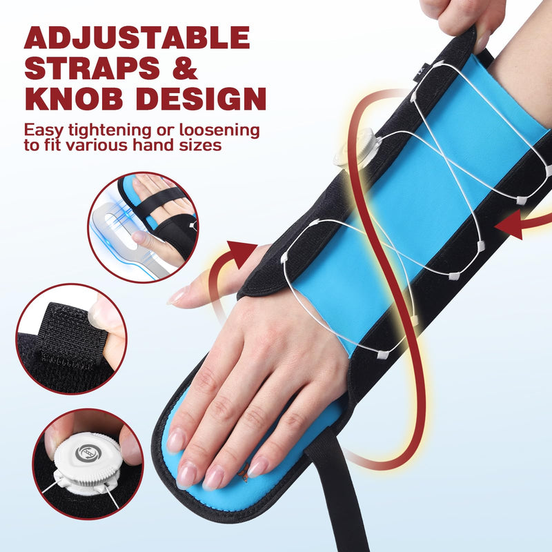 Resting Hand Splint with Adjustable Knob, Night Immobilizer with Removable Splints for Pain Relief, KTQUICK Hand&Wrist Brace for Carpal Tunnel, Stroke Recovery, Arthritis, Tendinitis -Right Hand Large Right Hand