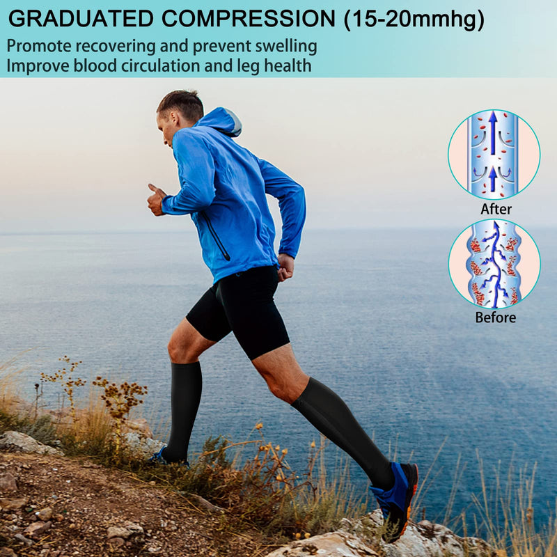 [Australia] - Athbavib 2 Pairs Zipper Compression Socks, 15-20 mmHg Closed Toe Compression Stocking with Zipper for Women and Men Large-X-Large Multicolor 