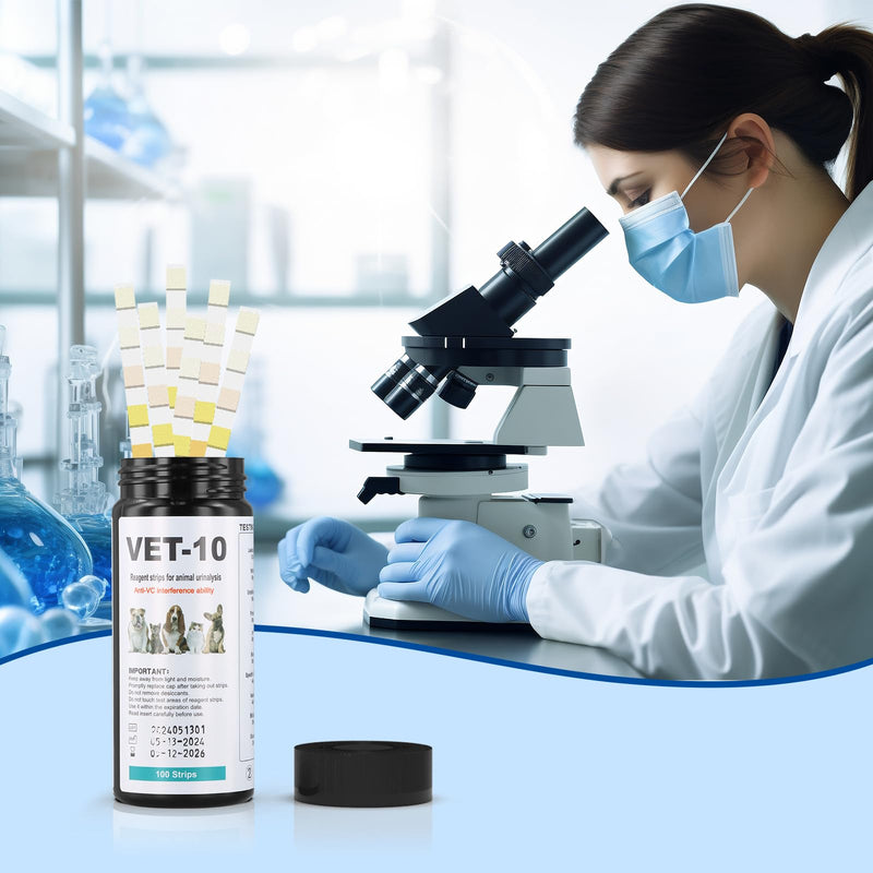 [Australia] - Amexo 100 strips urine test strips pet rapid test ketosis test strips for 10 indicators urine analysis household for cats and dogs urine test strips urinary tract infection 