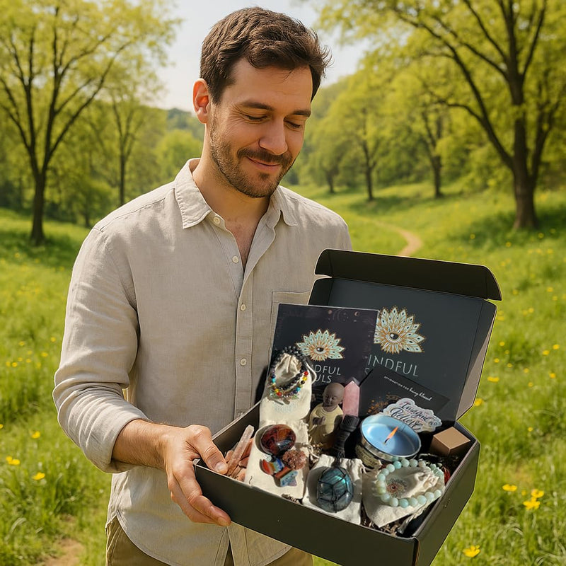 Spiritual Healing Gift Set – Meditation & Mindfulness Box with Buddha Figurine, Healing Crystals, Mala Beads, Essential Oil & Gemstone Jewelry – Holistic Self-Care & Inner Peace Kit