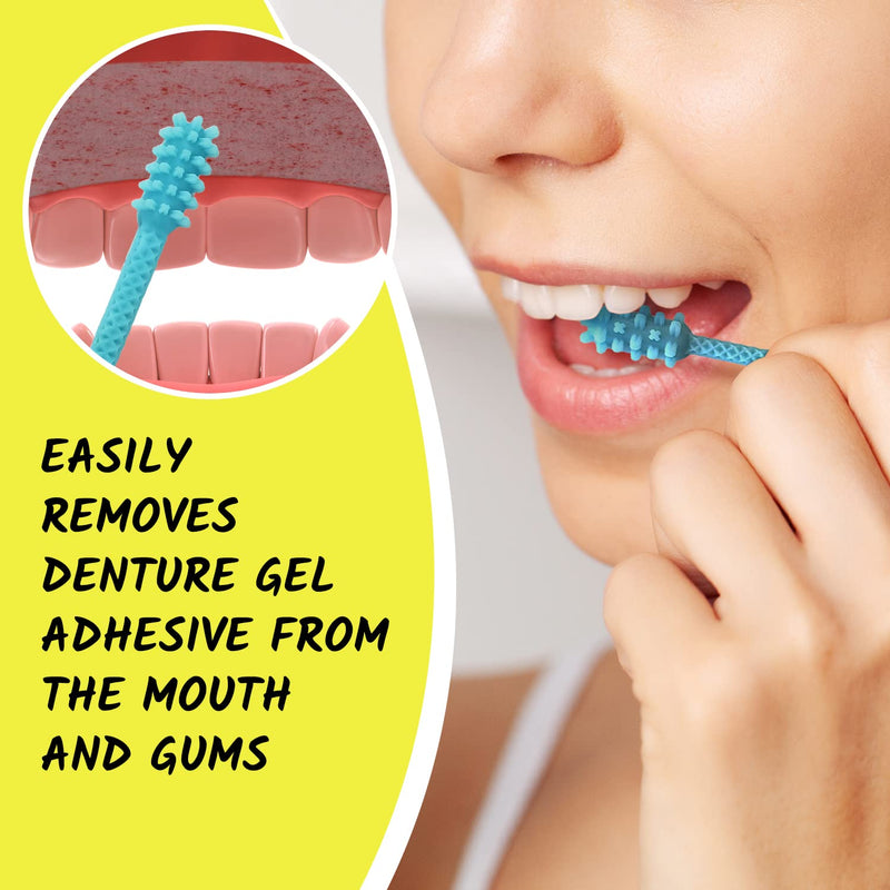 [Australia] - V2 Hard Plastic Denture Gel Adhesive Remover - Remove Denture Gel Adhesive from Mouth & Gums, Denture Glue Removal Tool, Oral Hygiene, Scraper w/Textured Grip and Rigid Bristles Blue 