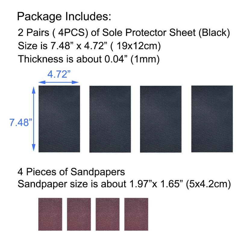 [Australia] - Unikstep 4pcs Shoe Sole Protectors, Non-Slip Shoe Sole Protectors, Shoe Bottom and Heel Pads, Noise Reduction Stickers, Self-Adhesive (Black) Black 