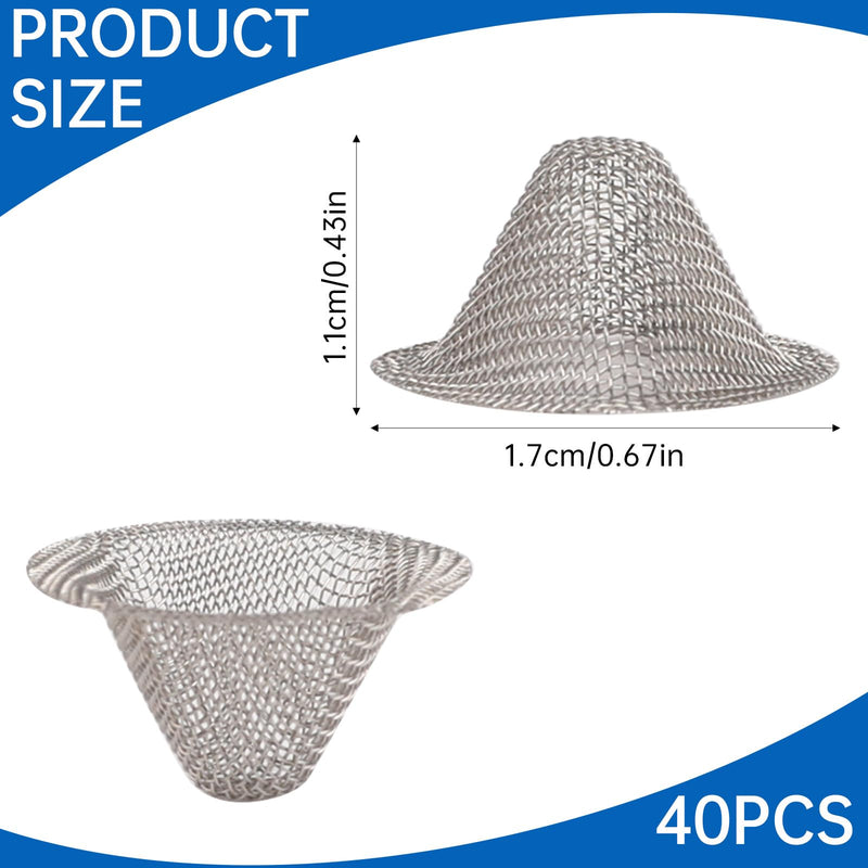 [Australia] - 40 Pieces Pipe Screens,1/2 Inch Stainless Steel Bowl Screens Filters Conical Design Metal Filters 0.5 Inch Mini Metal Clean Screen Reusable Filters Self-Adjustable Size Filter 