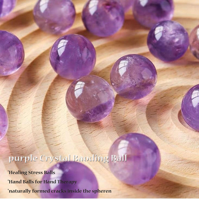 [Australia] - Baoding Balls 1.4”inch Amethyst Crystal Chinese Healthy Massage Balls for Hands Therapy Stress Relief Hand Exercise Balls Purple Quartz Healing Stress Balls No Chime 