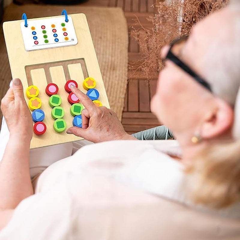 Pack of 2 Dementia Activity Update Colour Memory Game for Seniors Wooden with 20 Cards, Double-Sided Playable & Cards Securely Fixed, Easy to Grip, Activation & Memory Training