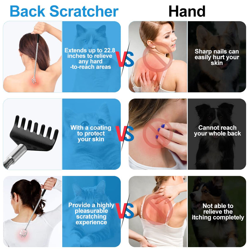 [Australia] - 3 Pack Back Scratcher Metal Portable Telescoping with Rubber Handles, Extendable Back Massager Tool with Beautiful Box, White Elephant Stocking Stuffers Gifts for Men Women Christmas Presents 